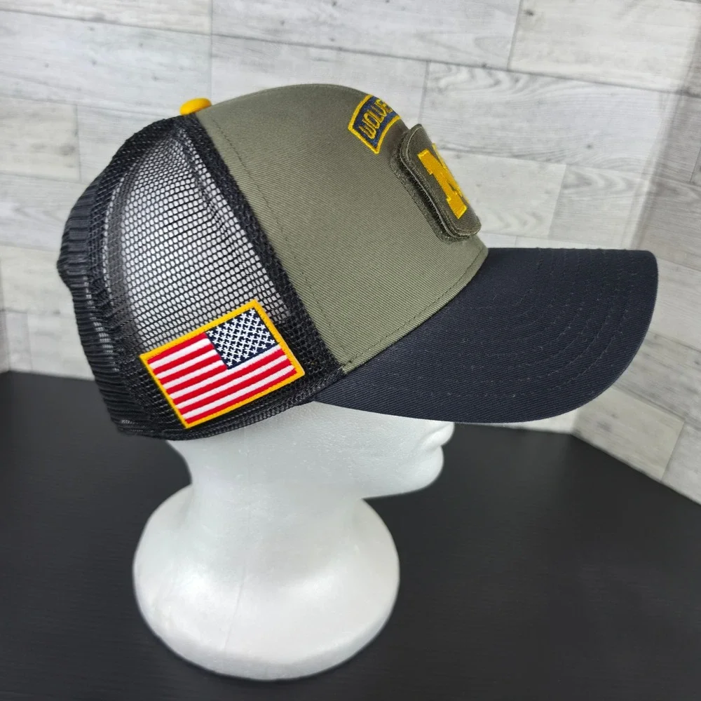 Jordan Michigan Wolverines On-Field Trucker Hat Olive Green Snapback Cap Men